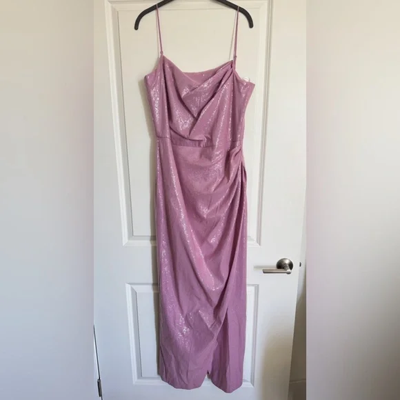 HALSTON Alania Ruched A-Line Sequined Gown Size 14 NWT